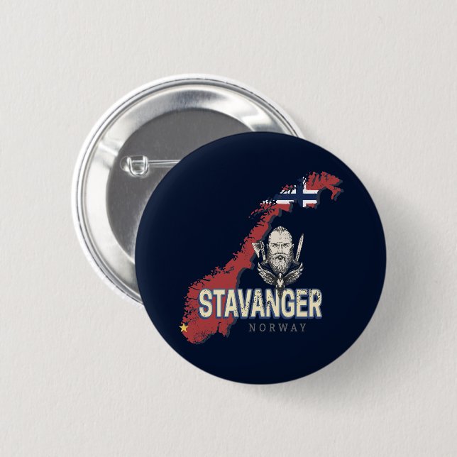 Chapa Redonda De 5 Cm Stavanger Noruega Mapa de la ciudad retro vacacion (Anverso y reverso)