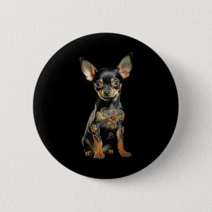 Chapa Redonda De 5 Cm Steampunk Chihuahua Tat Art Tattoo Artip