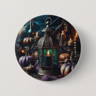 Chapa Redonda De 5 Cm Steampunk Halloween Clockwork Black Lantern