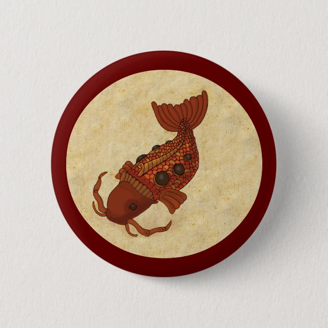 Chapa Redonda De 5 Cm Steampunk Koi (Anverso)