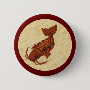 Chapa Redonda De 5 Cm Steampunk Koi