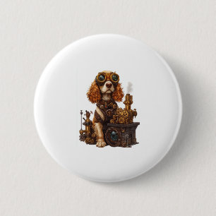 Chapa Redonda De 5 Cm Steampunk Spaniel � victoriano inventor de perros