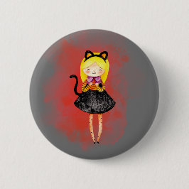 Chapa Redonda De 5 Cm Stellalunarts Chica lindo gato Halloween