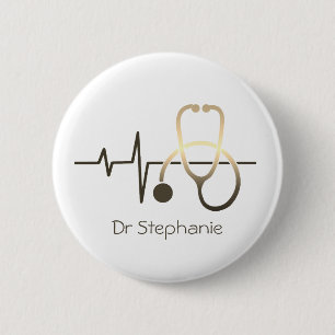 Chapa Redonda De 5 Cm Stethoscope Hearbeat Medical