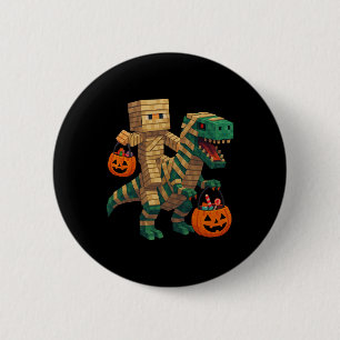 Chapa Redonda De 5 Cm Steve Riding Mummy Dinosaur T Rex Halloween Funny