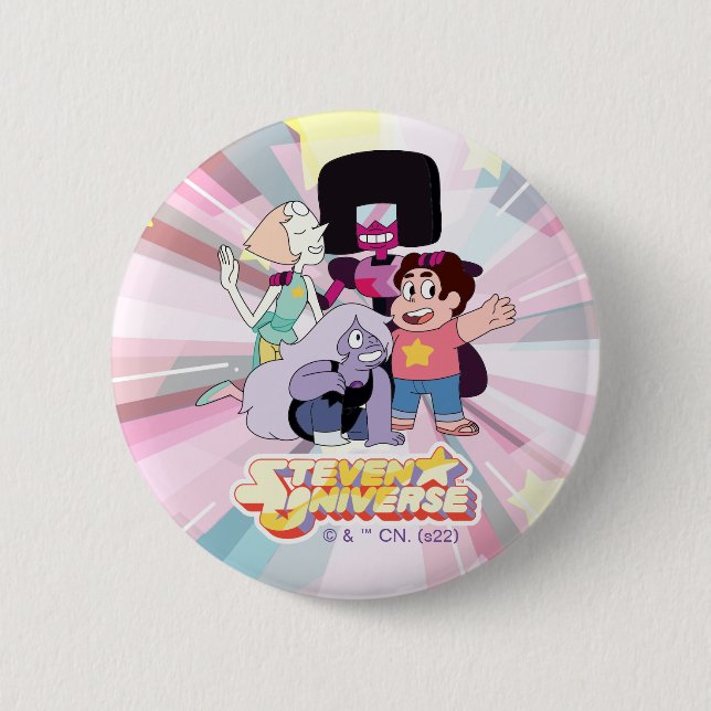 Chapa Redonda De 5 Cm Steven Universe | Crystal Gem Group Huddle (Anverso)