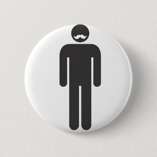 Chapa Redonda De 5 Cm Stickman Moustache