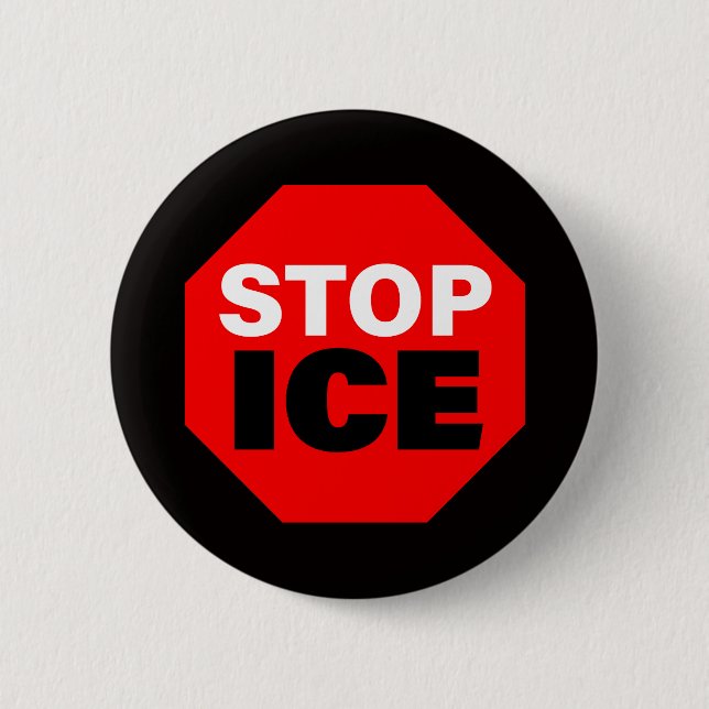 Chapa Redonda De 5 Cm Stop ICE (Anverso)