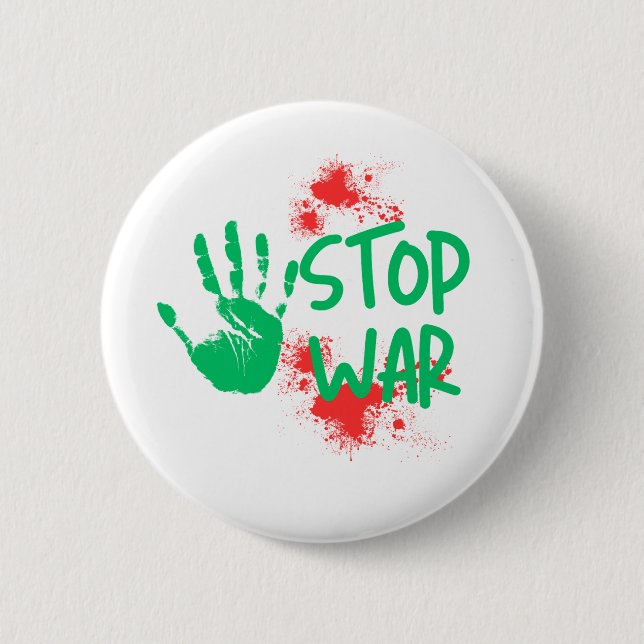 Chapa Redonda De 5 Cm Stop War – Bold Handprint Anti-War Graphic Design (Anverso)