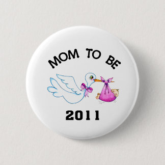 Chapa Redonda De 5 Cm Stork Mom a Be