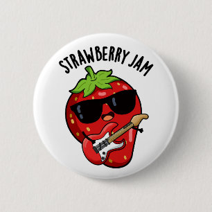 Chapa Redonda De 5 Cm Strawberry Jam Funny Fruit Pun