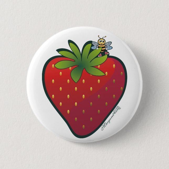 Chapa Redonda De 5 Cm Strawberry Pin (Anverso)