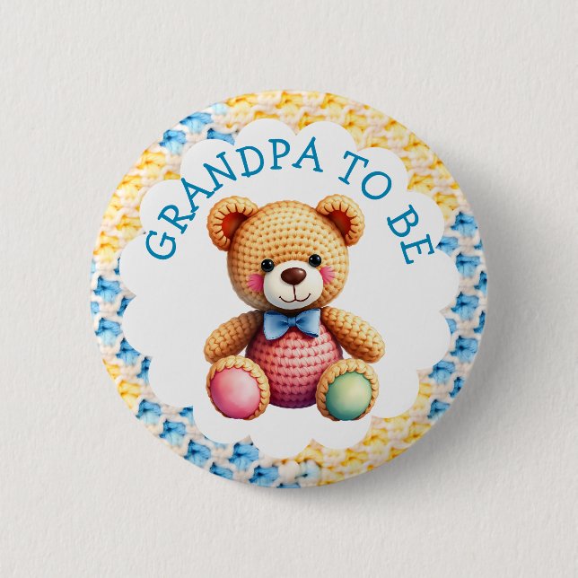 Chapa Redonda De 5 Cm Stuffed Animals  | Grandpa to Be Baby Shower (Anverso)