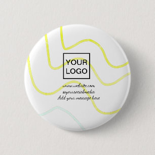 Chapa Redonda De 5 Cm Su logo aquí blanco simple minimalista líneas amar