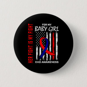 Chapa Redonda De 5 Cm Su lucha bebé niña Conciencia Chd Bandera American