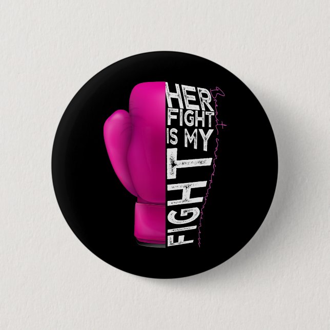 Chapa Redonda De 5 Cm Su lucha contra el cáncer es mi guante de boxeo ro (Anverso)