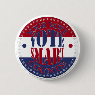 Chapa Redonda De 5 Cm Su voto cuenta el voto de manera inteligente