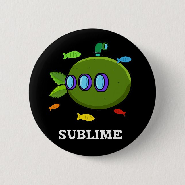 Chapa Redonda De 5 Cm Sublime Funny Submarine Fruit Lime Pun Dark BG (Anverso)