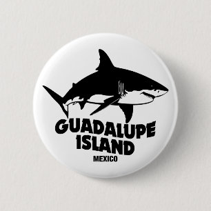 Chapa Redonda De 5 Cm Submarinismo con isla Guadalupe de tiburones