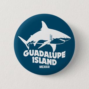 Chapa Redonda De 5 Cm Submarinismo con isla Guadalupe de tiburones