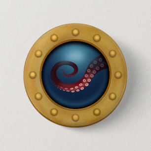 Chapa Redonda De 5 Cm Submarino Deep Sea Creature Brass Porthole
