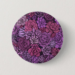 Chapa Redonda De 5 Cm Suculento jardín de color rosa y violeta