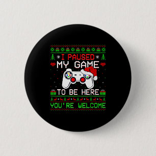 Chapa Redonda De 5 Cm Sudadera fea de Navidad de videojuegos divertida p