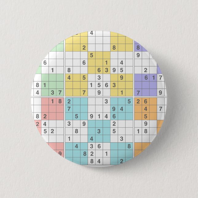 Chapa Redonda De 5 Cm sudoku pastel (Anverso)