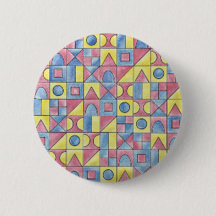 Chapa Redonda De 5 Cm Sudoku Uno - Arte geométrico Bauhaus minimalista m