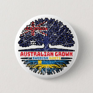 Chapa Redonda De 5 Cm Suecia Sueco Australiano Australia Raíces del Árbo