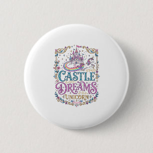 Chapa Redonda De 5 Cm Sueños del Castillo de Unicornio Unicornio Fondo B