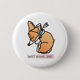 Chapa Redonda De 5 Cm sueños dulces, bebé del corgi. insignia redonda