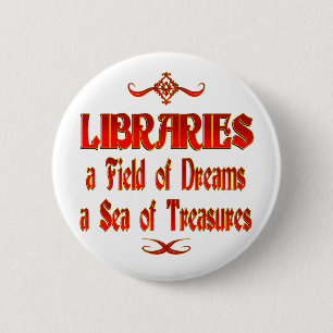 Chapa Redonda De 5 Cm Sueños y tesoros de las bibliotecas