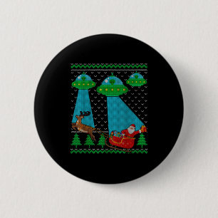 Chapa Redonda De 5 Cm Suéter divertido de Navidad feo de Santa con trine