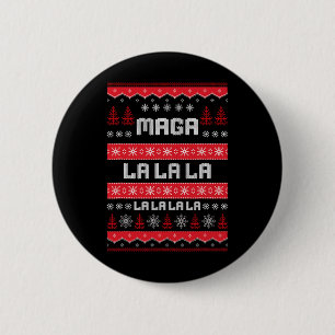 Chapa Redonda De 5 Cm Suéter divertido de Navidad Mega-la-la-la Donald T