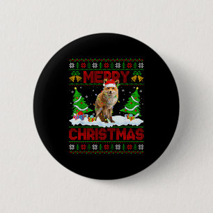 Chapa Redonda De 5 Cm Suéter feo de Navidad de zorro divertido Animal zo
