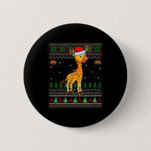 Chapa Redonda De 5 Cm Suéteres feos de Navidad jirafa vacaciones Santa l