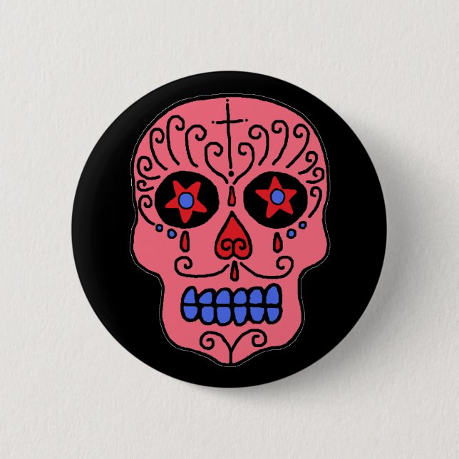 Chapa Redonda De 5 Cm Sugar Skull (Anverso)