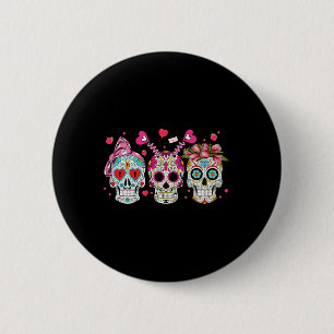 Chapa Redonda De 5 Cm Sugar Skull Amantes de la Pareja El día de San Val