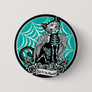 Chapa Redonda De 5 Cm Sugar Skull Cat