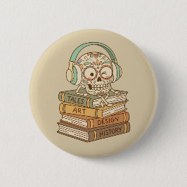 Chapa Redonda De 5 Cm Sugar Skull Passionate About Reading