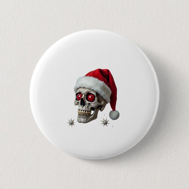 Chapa Redonda De 5 Cm Sugar Skull with Santa Hat Tee Christmas Pajama Xm (Anverso)