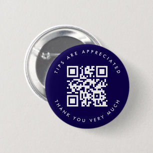 Chapa Redonda De 5 Cm Sugerencia de código QR azul marino
