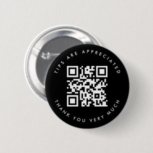 Chapa Redonda De 5 Cm Sugerencia de código QR simple en blanco y negro