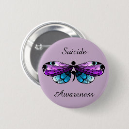 Chapa Redonda De 5 Cm Suicide Awareness Butterfly Semicolon Pin