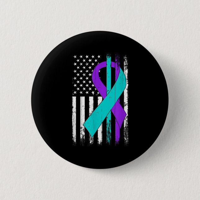 Chapa Redonda De 5 Cm Suicide Prevention Awareness American Flag  (Anverso)