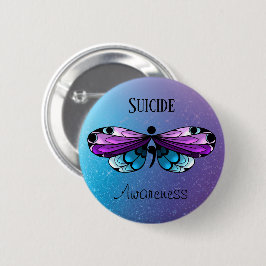Chapa Redonda De 5 Cm Suicidio Conciencia Mariposa Semicolon Pin
