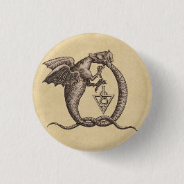 Chapa Redonda De 5 Cm Sulphur & Mercury Alchemy Dragon Symbol