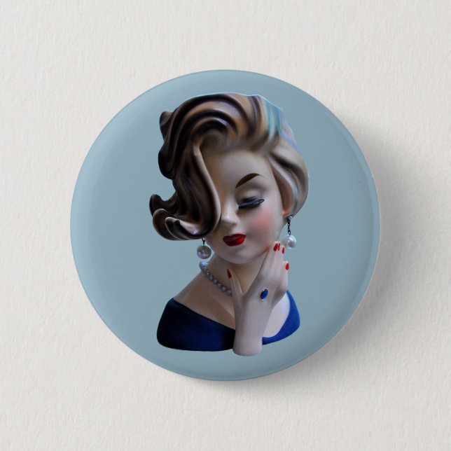Chapa Redonda De 5 Cm Sultry Lady Diva with Manicure Head Vase (Anverso)