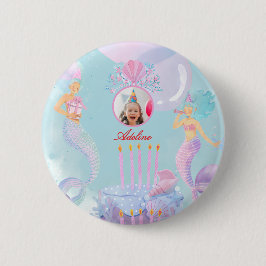 Chapa Redonda De 5 Cm ¡Sumérgete en una Fiesta de Cumpleaños de Sirena!